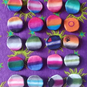 Pride flag bottle cap pins, LGBTQ+, rainbow flag