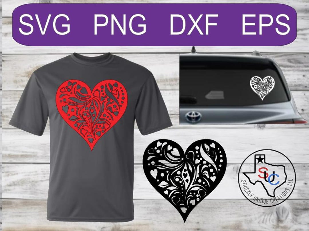 Heart Filigree SVG PNG DXF, Eps - Cuttable, Laser Cut File, Cnc Router ...