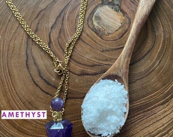 Collar de oro monoatómico Colgante de piedra preciosa de amatista *Ormus Gold