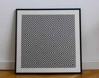 Original Screen print, Black and white, Optical Illusion, Wall Decor , Abstract Art, Op-art