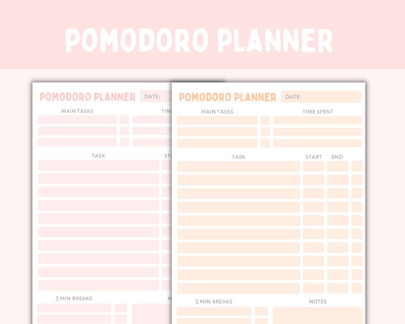 Pomodoro Planner Student Printable Pomodoro Tracker Study Technique ...