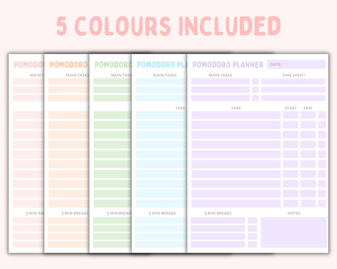 Pomodoro Planner Student Printable Pomodoro Tracker Study Technique ...