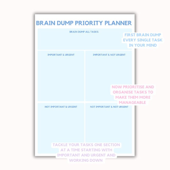 Brain Dump Printable Sheet, Adhd to Do List Template, Digital Mind Map ...