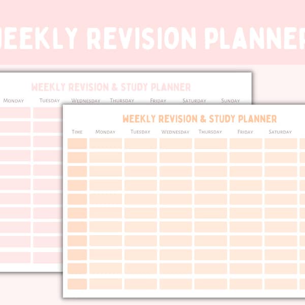 Revision Timetable Etsy