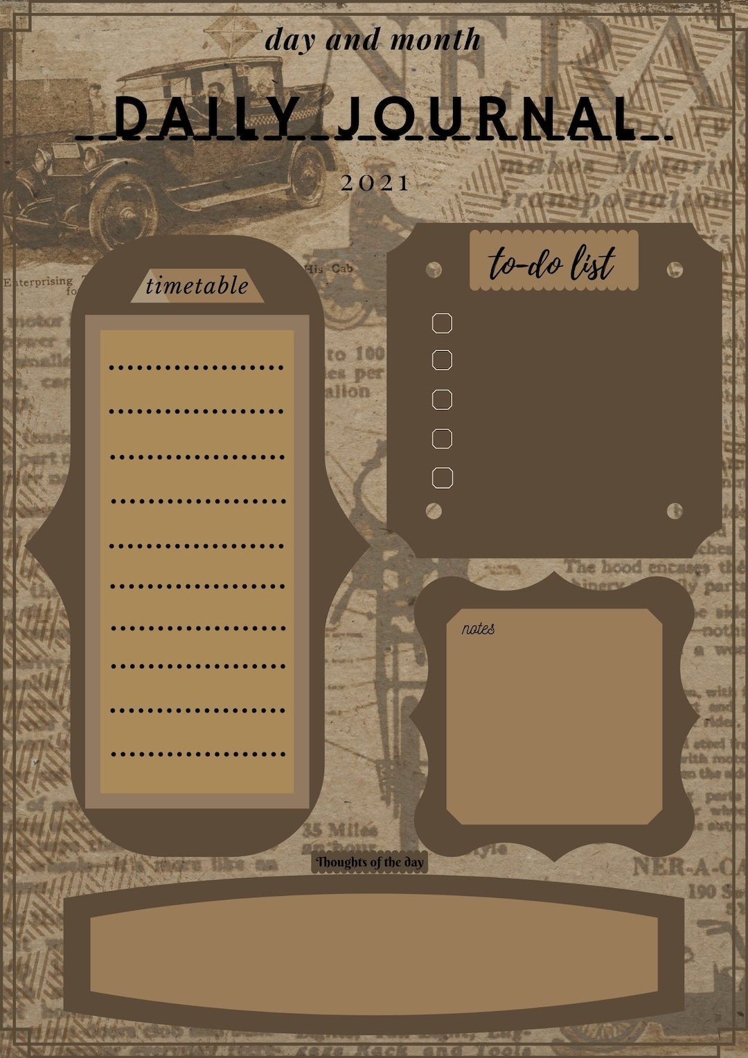 Vintage Template Daily Journal - Etsy