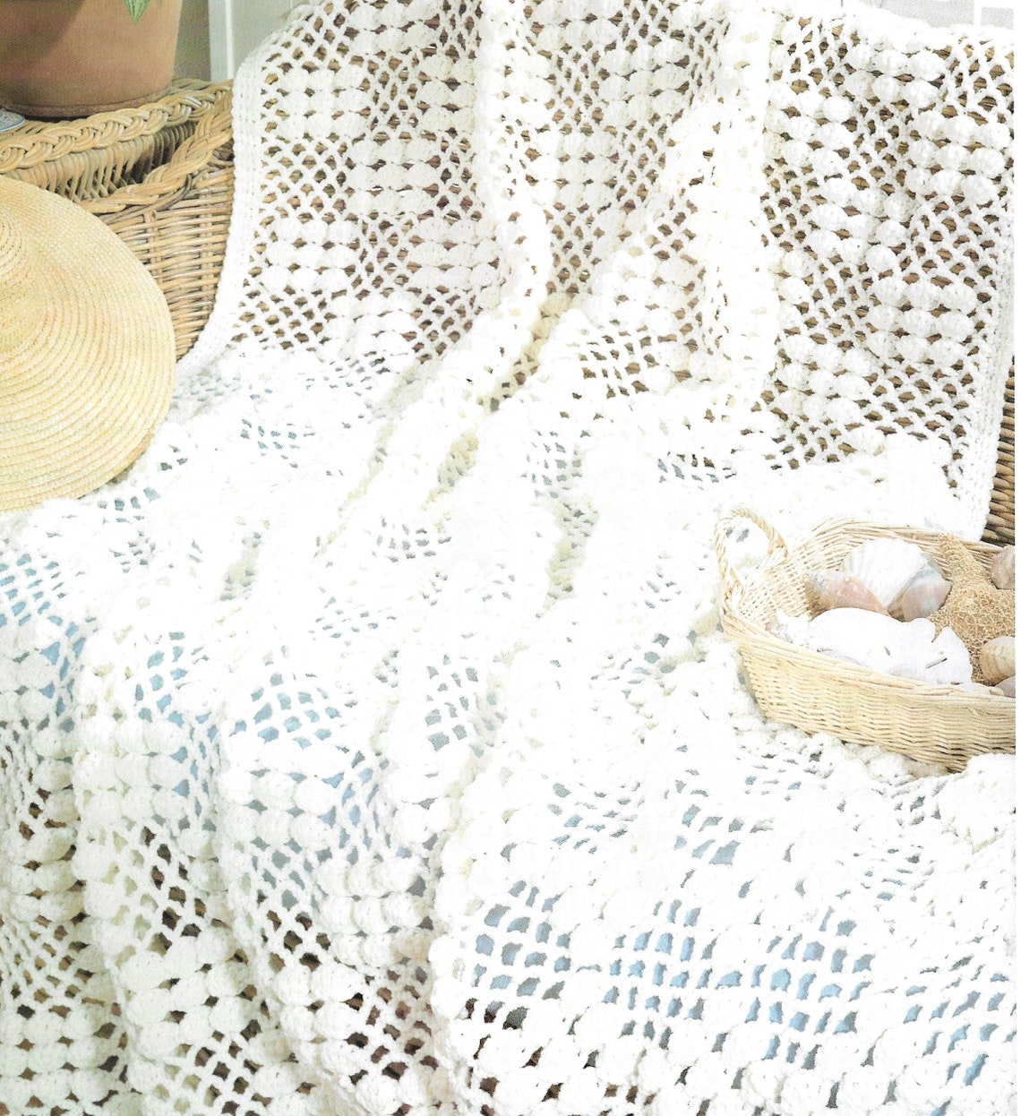 Crochet Vintage Pattern PDF Shells in a Net 52 X 71 Afghan Pattern ...