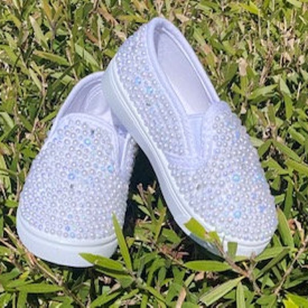 Bling Sneakers~Bling Girl Sneakers~Personalized Sneakers~Bling Shoes~Birthday Shoes~Wedding Shoes~Girl's wedding slip on shoes