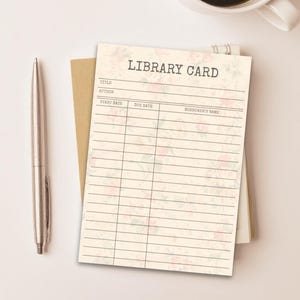 Custom Library Checkout Card Sticky Notepad | Junk Journal Style | Small 4x6in 50 Sheet Sticky Notes | Stationery Gift | Book Inserts