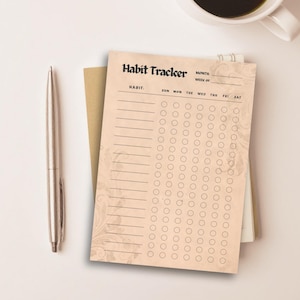 Weekly Habit Tracker Sticky Notepads, Junk Journal Inspired Productivity Planner, Daily Routine Tracker, Planner Insert