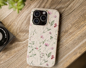 Pressed Flower Biodegradable Phone Case | Eco-Friendly Botanical | Matte Finish | Wireless Charging Compatible