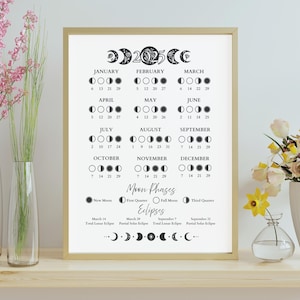 2025-2026 Lunar Calendar Printable: Northern Hemisphere Moon Phases (Digital Download)