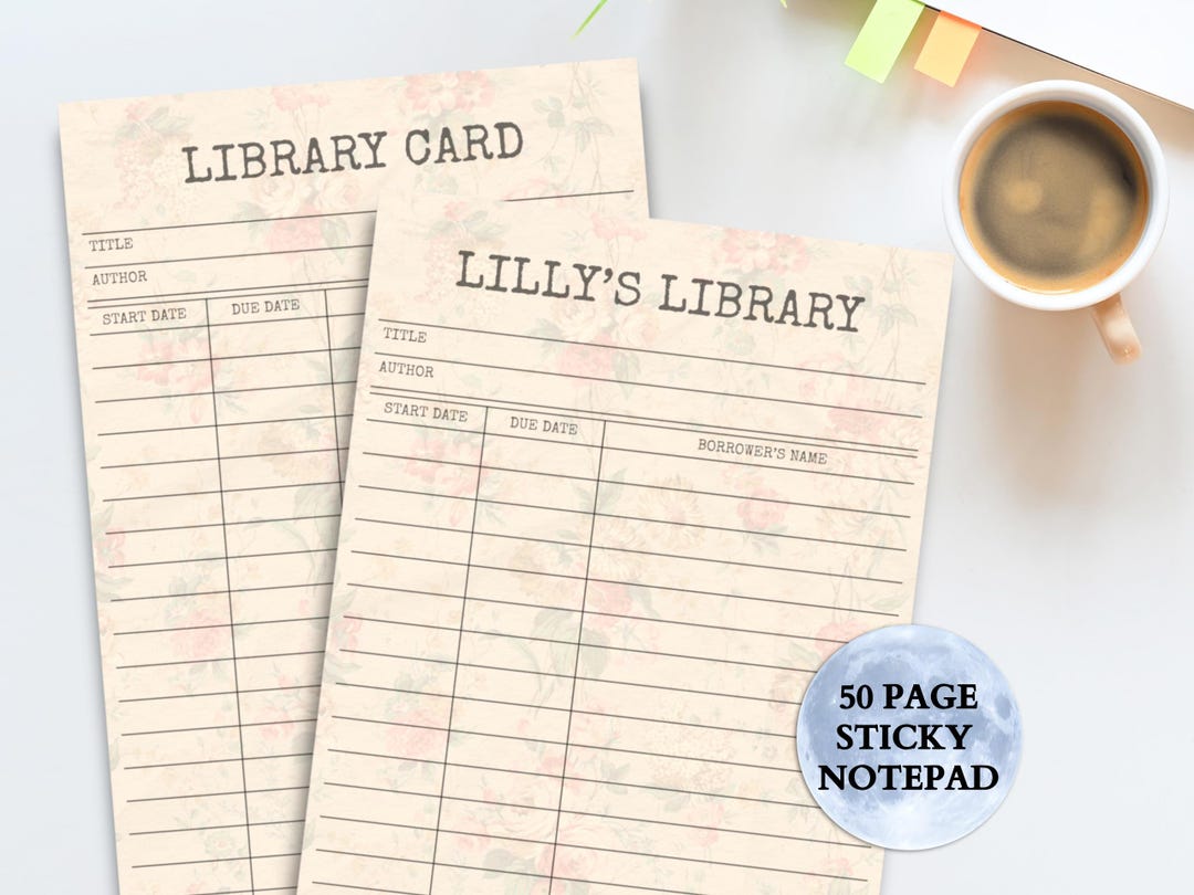 Custom Vintage Library Checkout Card Sticky Notepad | Junk Journal ...