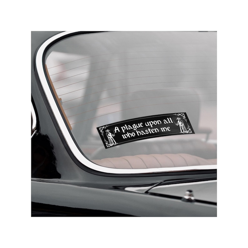 Medieval Plague Doctor Bumper Sticker | A Plague Upon All Who Hasten Me | Gothic Funny Car Decal | Dark Academia Unique Middle Ages Sticker image 10