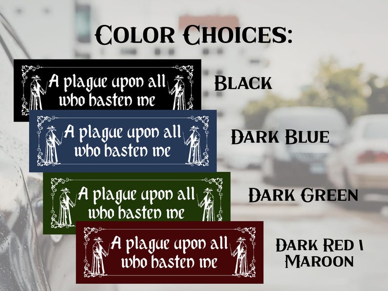 Medieval Plague Doctor Bumper Sticker | A Plague Upon All Who Hasten Me | Gothic Funny Car Decal | Dark Academia Unique Middle Ages Sticker image 8