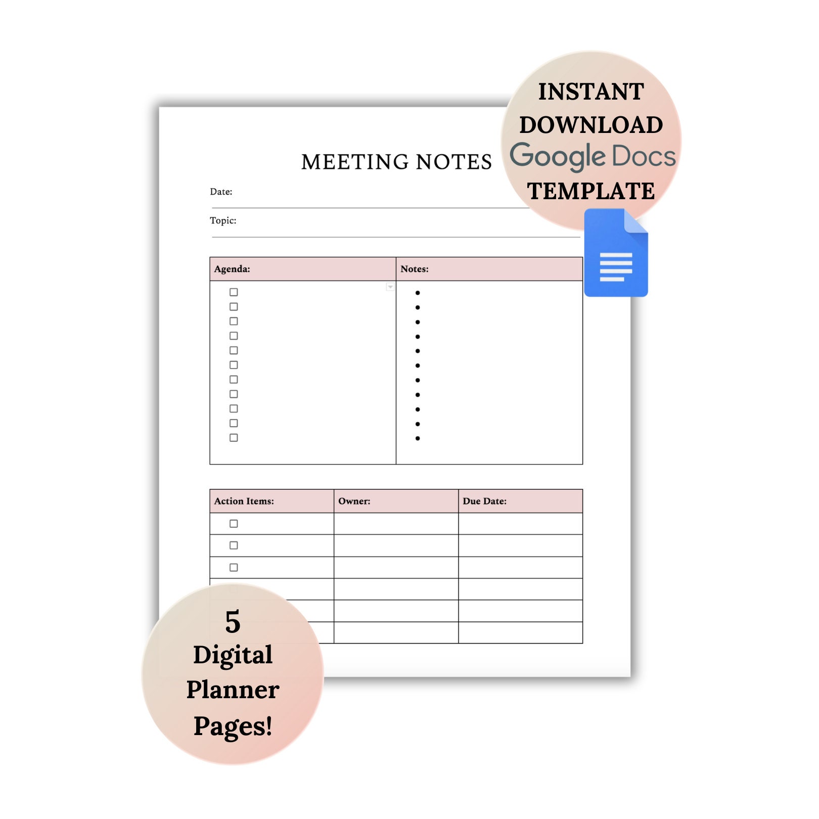 Image 2 for Meeting Note Taking Template