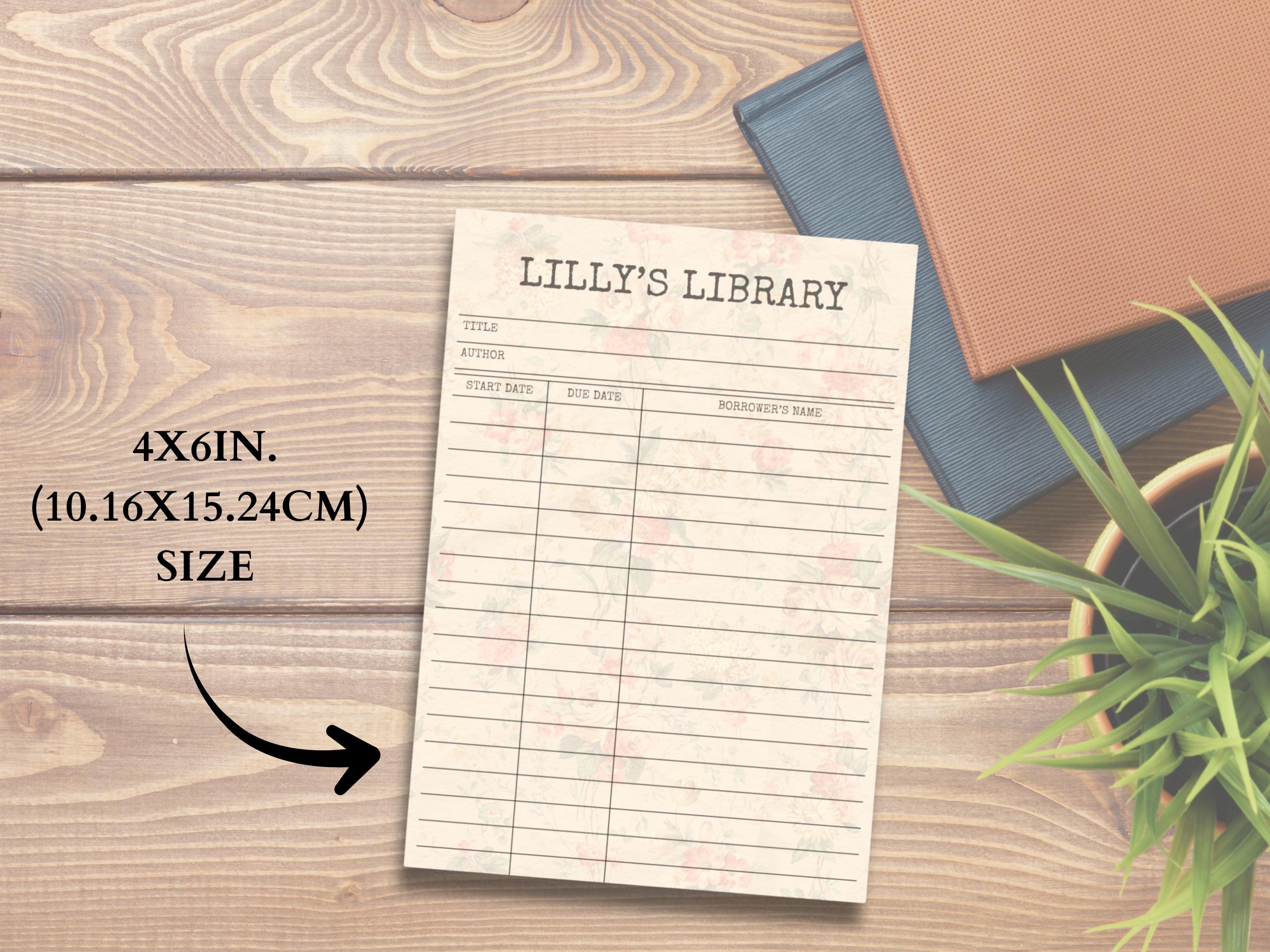 Custom Printable Library Card | Vintage Floral Design | 4x6 Digital ...