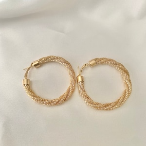 18k Gold Plated Twisted Hoops earrings