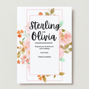 Wedding Invitation Template - Pink Floral