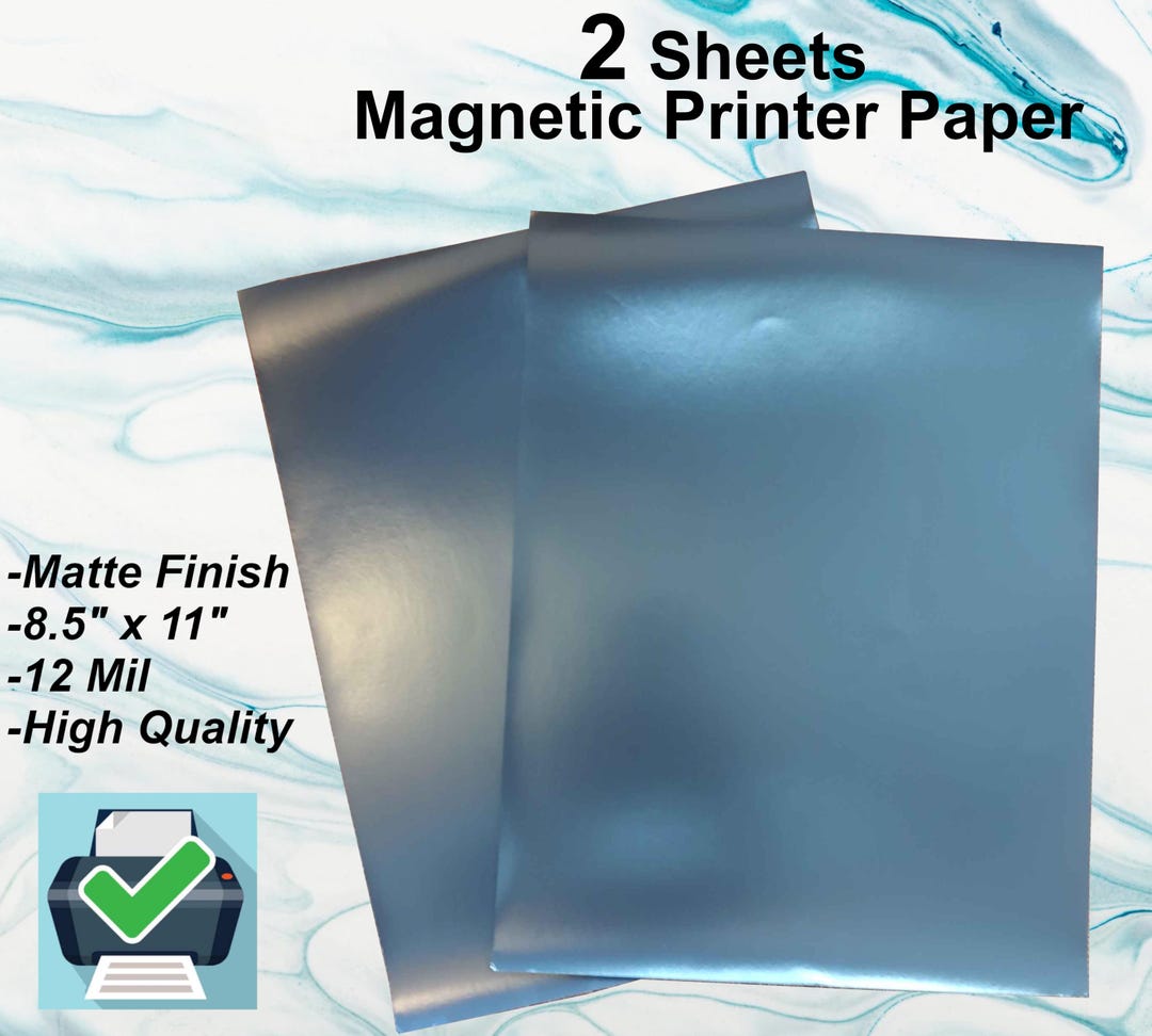 2 Sheets of Matte Inkjet Printable Magnetic Paper 8.5