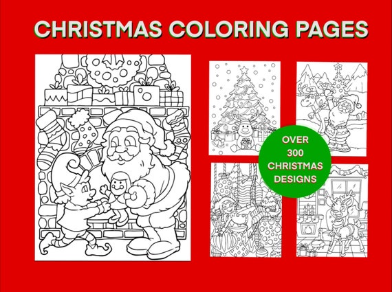 300 Christmas Coloring Pages Digital Coloring Pages  for