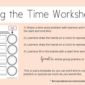 Telling the Time (Start and End Time) Blank Templates