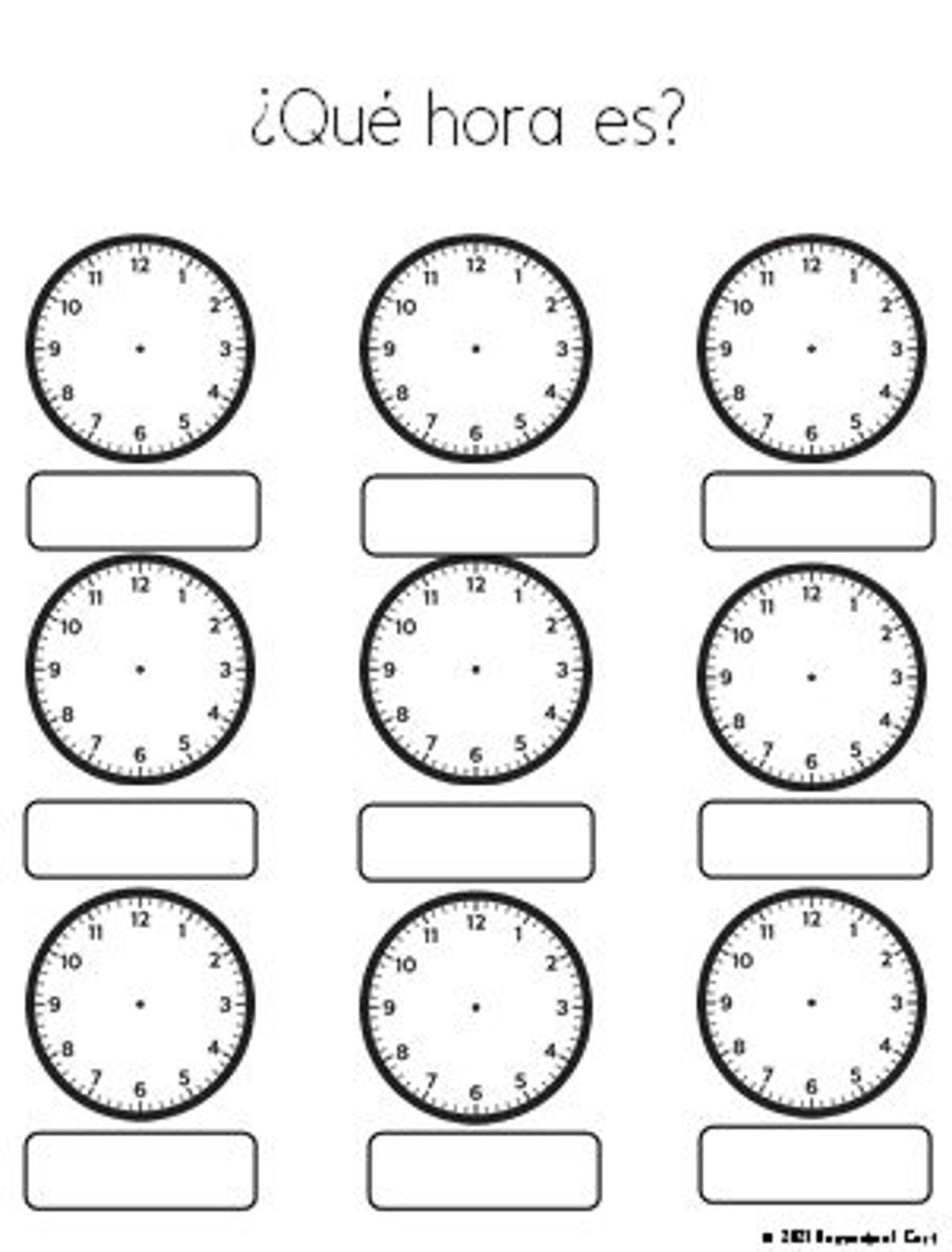 Qué Hora Es telling Time Spanish Etsy Canada