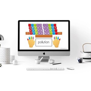 EDITABLE Google Slides Keyboard Typing and Spelling Practice (Environment Words)