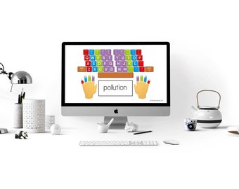 EDITABLE Google Slides Keyboard Typing and Spelling Practice (Environment Words)