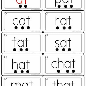Short Vowel A Word Families Set Reading and Blending Flashcards (dots and without dots SET)