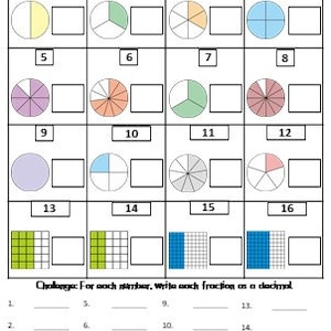 Fractions Math Worksheets - Grade 4th 5th 6th