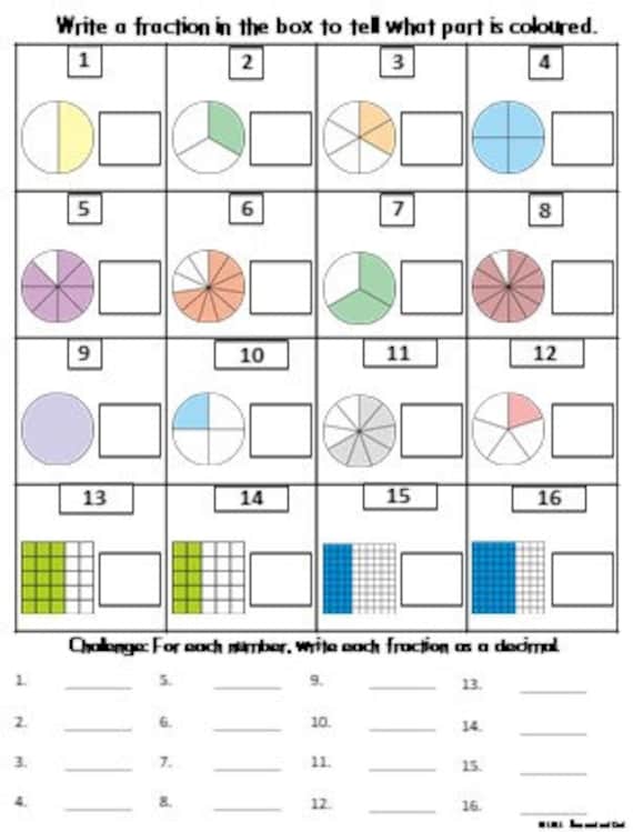 Fractions Math Worksheets Grade 4th 5th 6th - Etsy