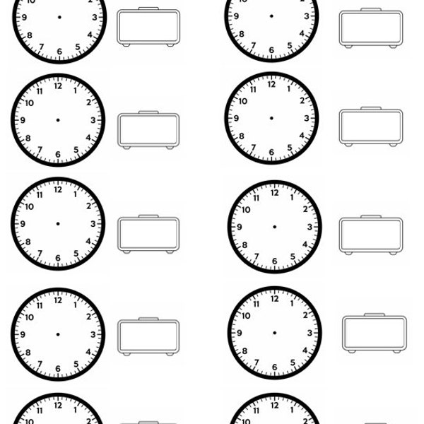 Telling the Time Blank Clocks Worksheet Template