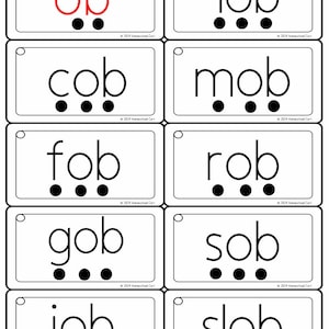 Short Vowel O Word Families Set  (dots and without dots SET)