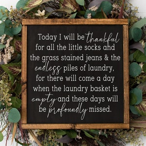 Laundry room quote - thankful for laundry - wood framed sign - laundry room decor - farmhouse laundry - laundry room wall art