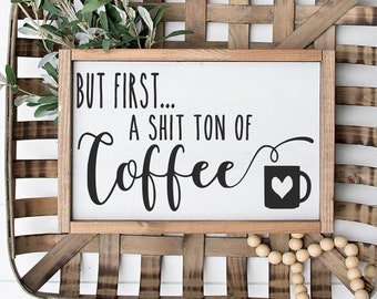 But first coffee - wood sign - funny coffee bar decor - kitchen wall art - home decor - cafe - coffee cup -