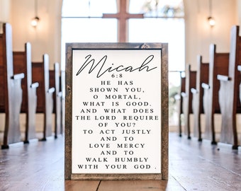 Micah 6:8  - wood sign - scripture - home decor - christian wall art