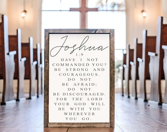 Joshua 1:9 - wood sign - scripture - home decor - Christian wall art - living room wall decor