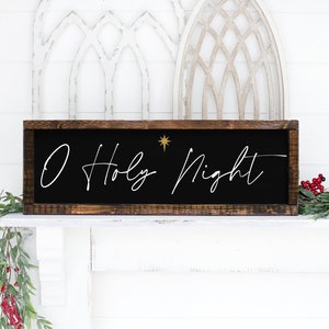 O holy night - wood sign - christmas decor - christmas wall art - christmas tree - farmhouse christmas - christian christmas -