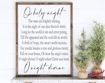 O Holy night - wood framed sign - Christmas decor - christmas mantle - christmas songs - christmas music - holiday wall art
