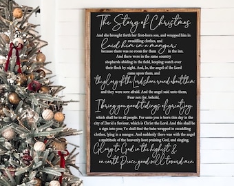 The story of Christmas - wood framed sign - Christmas decor - christmas mantle - christmas songs - christmas music - holiday wall art