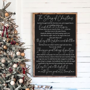 The story of Christmas - wood framed sign - Christmas decor - christmas mantle - christmas songs - christmas music - holiday wall art