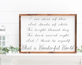 What a wonderful world - wood signs - home decor - happiness quotes - bedroom decor - wall art - farmhouse -