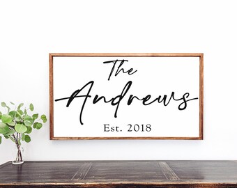 Personalized last name - wood sign - custom gift ideas - wedding gifts - last name wall art- living room - est sign - anniversary date