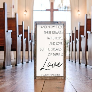 Corinthians - Faith - Hope - Love - Wood framed signs - church - bible verse - quote - Christian - bedroom - wedding - love - wedding sign