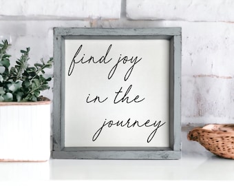 Find joy in the journey - wood framed sign - inspirational wall art - motivational decor - bedroom sign - dorm decor -