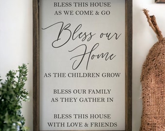 Bénis notre maison - citation de salon - panneau en bois - idées de cadeau pour agent immobilier - panneau de famille - cadeau de fête des mères - ferme - cadeau d'anniversaire