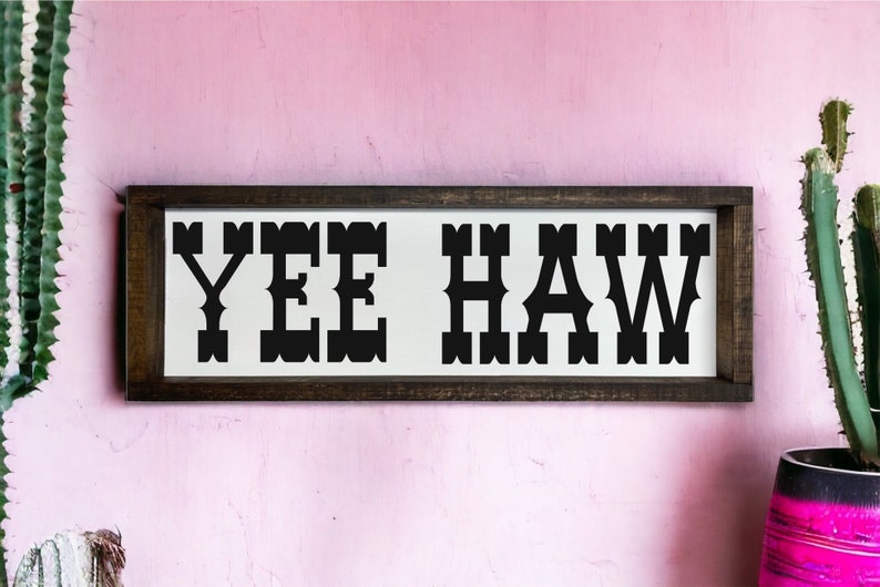 Yee Haw - mini wood sign - western decor - shelf sitter - tray decor - bathroom decor -