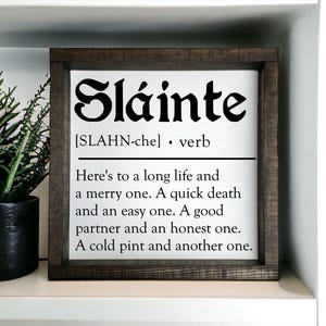Slainte quote - dictionary - Cheers - Irish Blessings - St Patricks Day decor - wood sign - irish blessing quote - living room - entry way