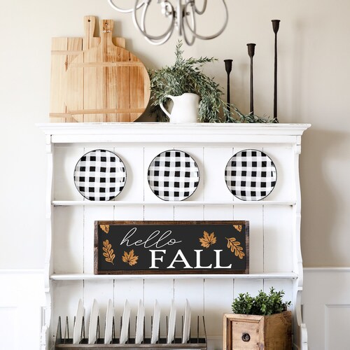Hello Fall - fall decor - autumn wall art - fall signs - leaves - fall quotes - living room fall decor - wood sign - home decor - wall art -