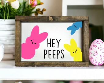 Hey - Easter Bunny - mini wood sign - tiered tray decor - Easter decor - Christian decor - easter eggs - bunnies - cute art